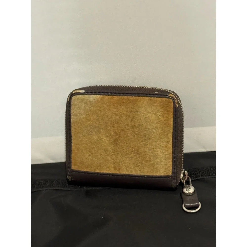 Vintage Juicy Couture Wallet Single Fold Tan Velvet Embroidered Logo Bling Zip